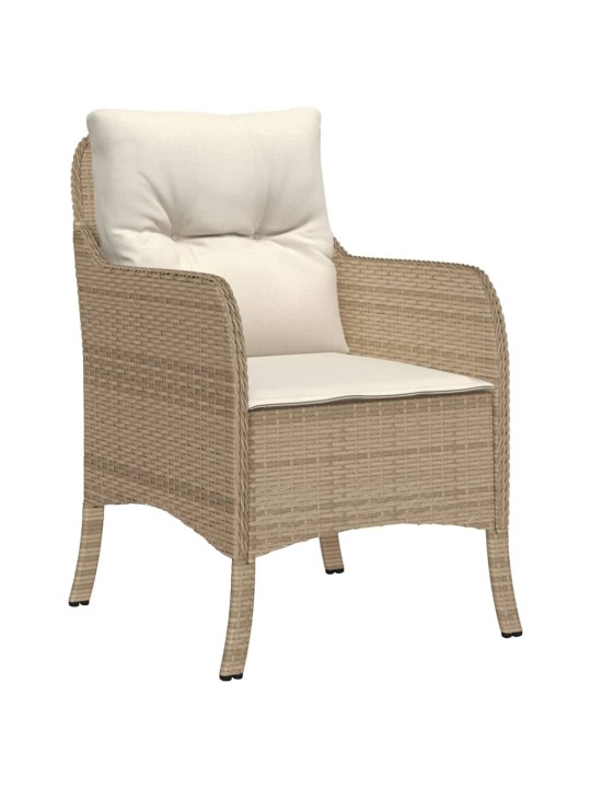 Puutarhatuolit pehmusteilla 2 kpl beige polyrottinki