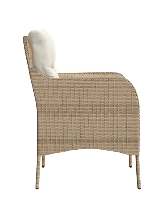 Puutarhatuolit pehmusteilla 2 kpl beige polyrottinki