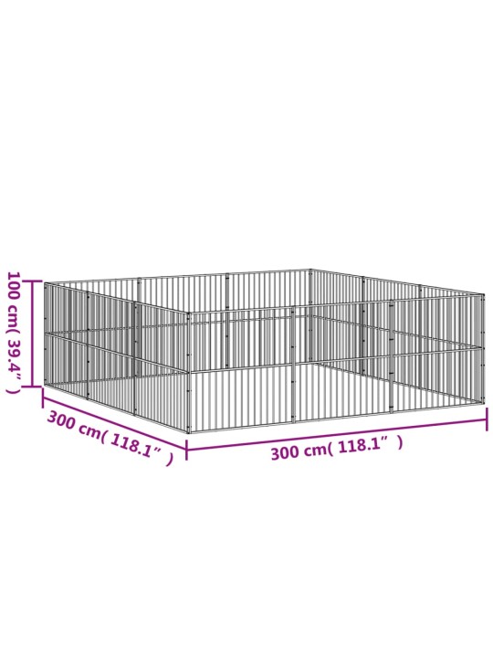 Koiranhäkki 12 paneelia musta galvanoitu teräs