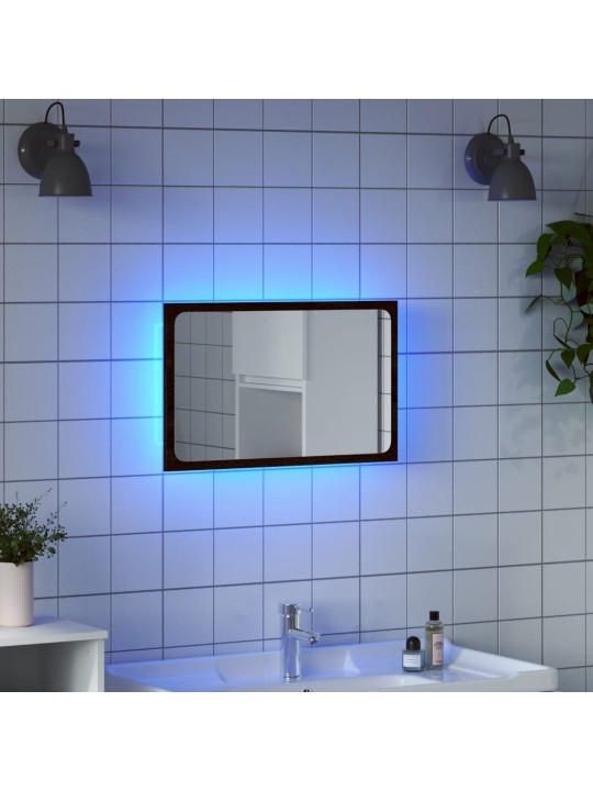 Kylpyhuoneen LED-peili ruskea tammi 60x8,5x38 cm tekninen puu