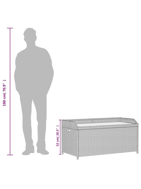 Säilytyspenkki beige 100x50x52 cm polyrottinki ja akasiapuu