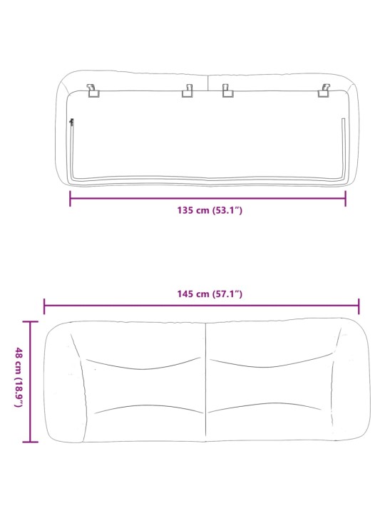 Pehmustettu sängynpääty musta 135 cm keinonahka