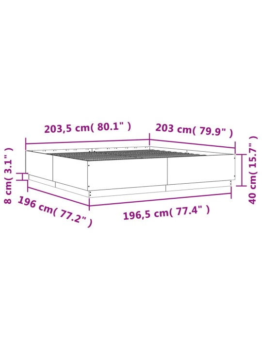 Sängynrunko musta 200x200 cm tekninen puu