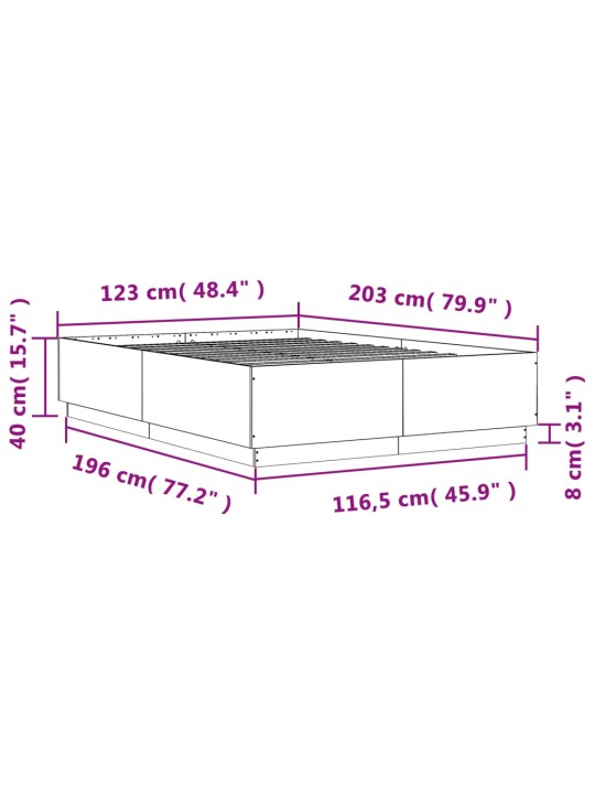 Sängynrunko betoninharmaa 120x200 cm tekninen puu