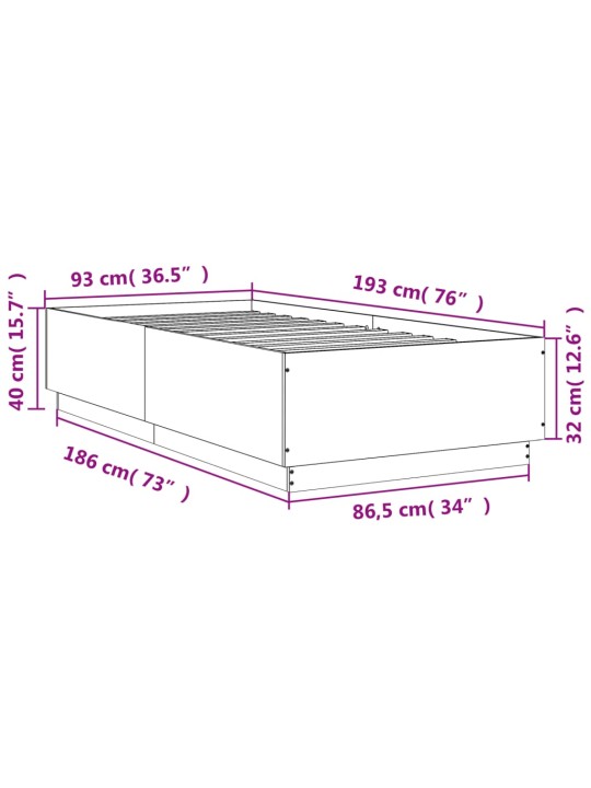 Sängynrunko musta 90x190 cm tekninen puu