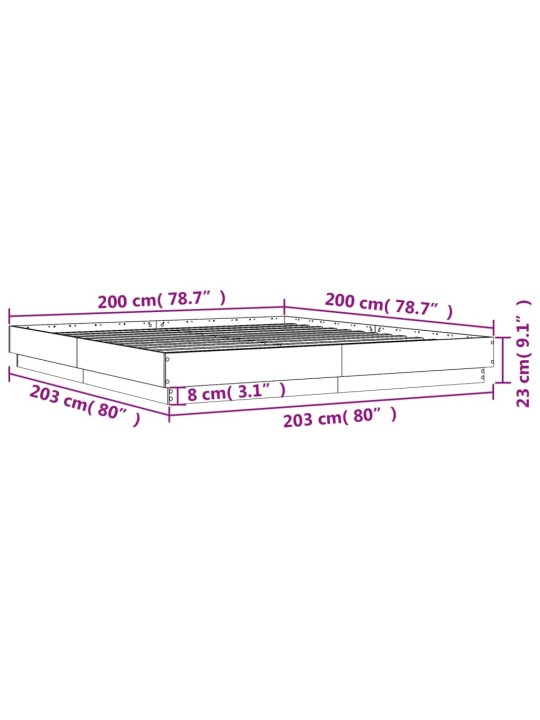 Sängynrunko musta 200x200 cm tekninen puu