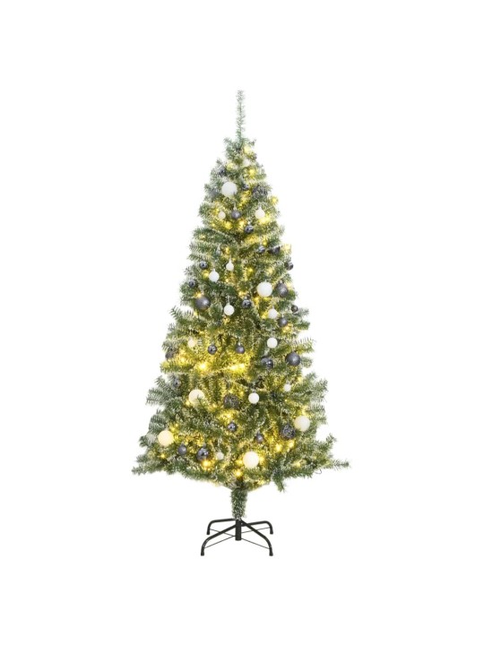 Tekojoulukuusi 300 LED-valoa joulupallot ja lumihuurre 180 cm