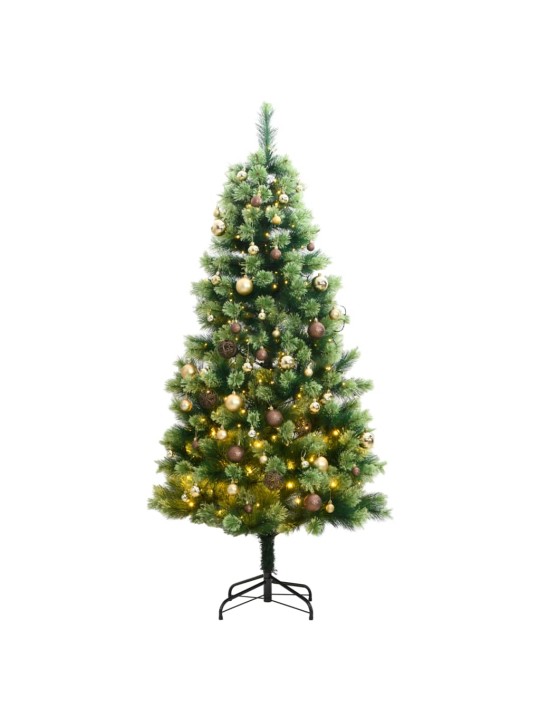 Tekojoulukuusi saranoilla 300 LED-valoa ja joulupalloa 210 cm