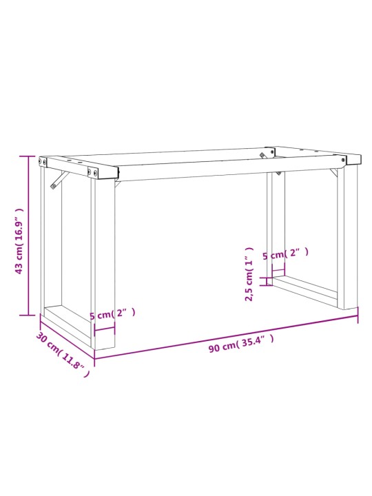 Sohvapöydän jalat o-muoto 90x30x43 cm terästä