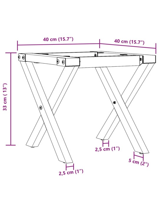 Sohvapöydän jalat X-muoto 40x40x33 cm valurauta