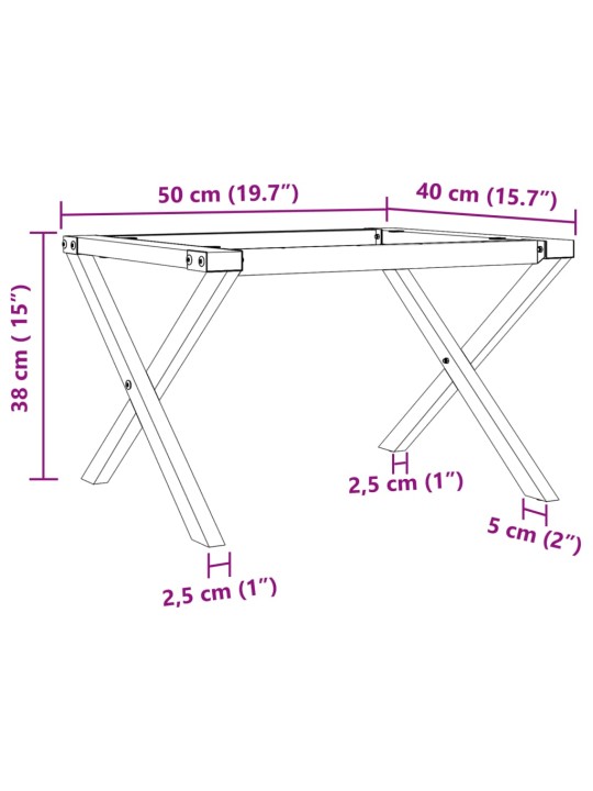 Sohvapöydän jalat X-muoto 50x40x38 cm valurauta