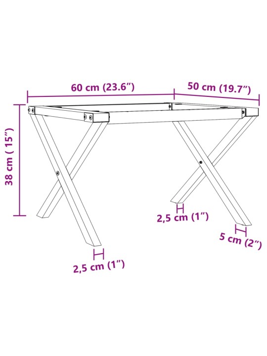 Sohvapöydän jalat X-muoto 60x50x38 cm valurauta