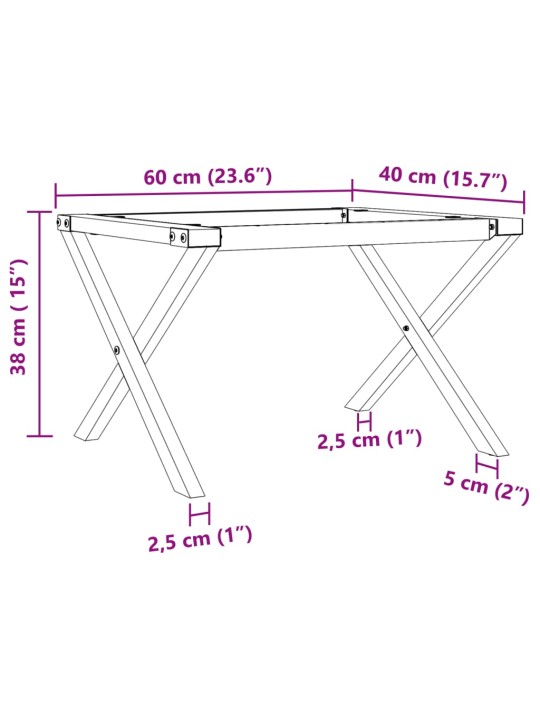 Sohvapöydän jalat X-muoto 60x40x38 cm valurauta