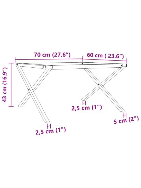 Sohvapöydän jalat X-muoto 70x60x43 cm valurauta