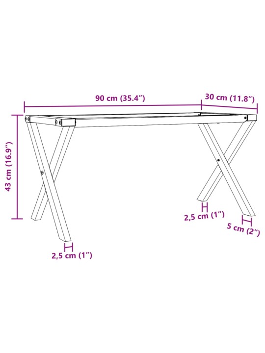 Sohvapöydän jalat X-muoto 90x30x43 cm valurauta