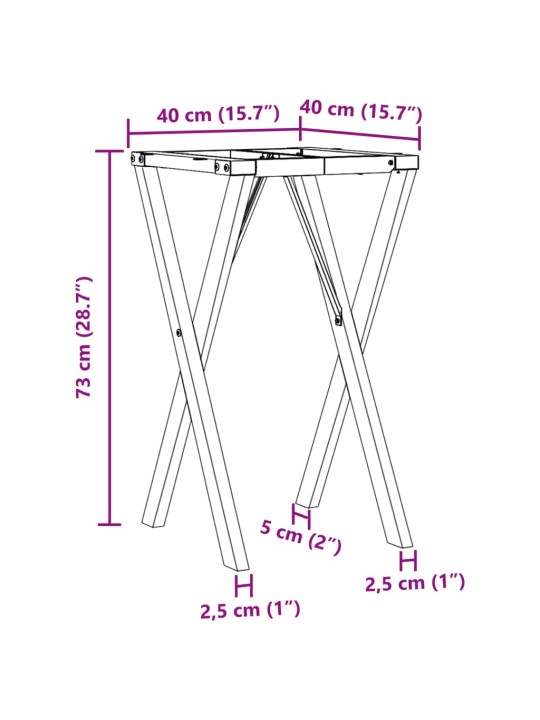 Ruokapöydän jalat X-muoto 40x40x73 cm valurauta
