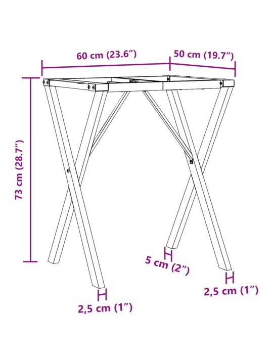 Ruokapöydän jalat X-muoto 60x50x73 cm valurauta