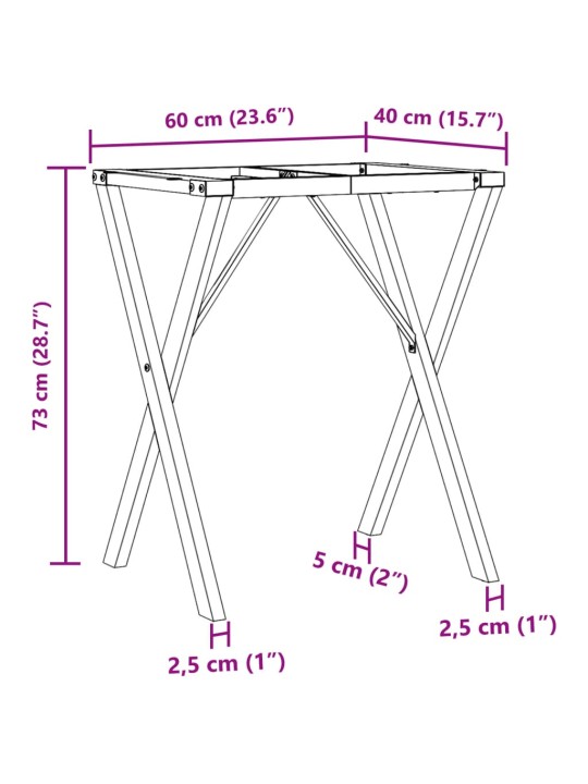 Ruokapöydän jalat X-muoto 60x40x73 cm valurauta