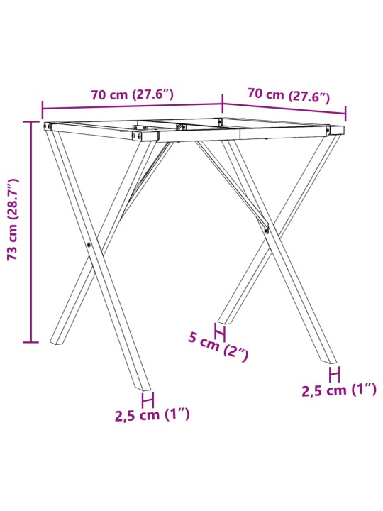 Ruokapöydän jalat X-muoto 70x70x73 cm valurauta