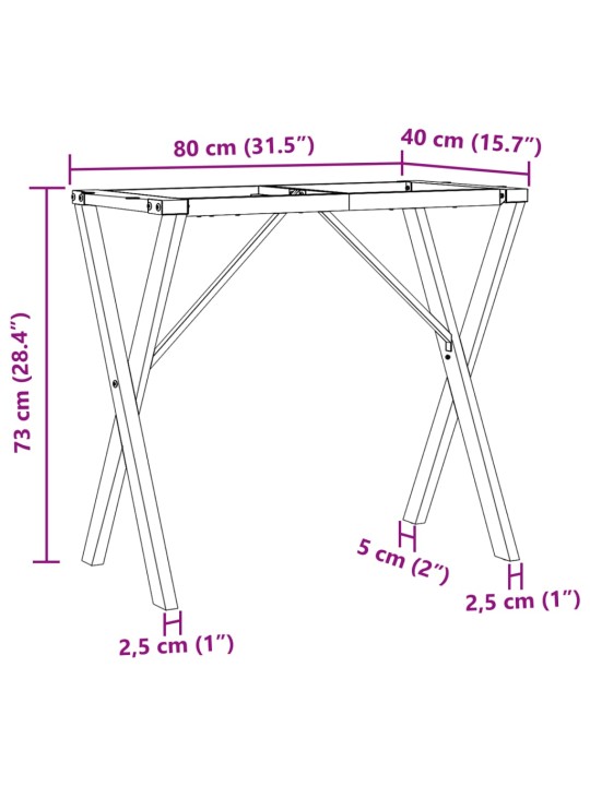 Ruokapöydän jalat X-muoto 80x40x73 cm valurauta