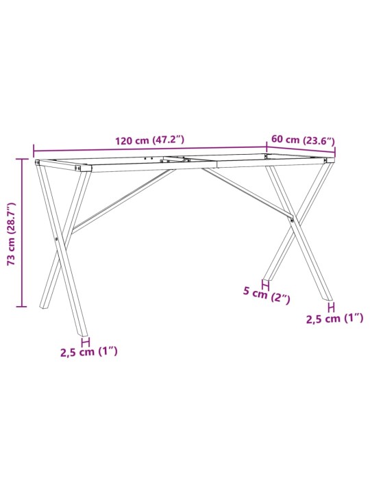 Ruokapöydän jalat X-muoto 120x60x73 cm valurauta