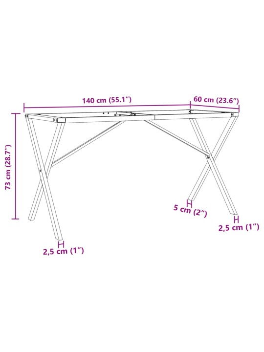 Ruokapöydän jalat X-muoto 140x60x73 cm valurauta