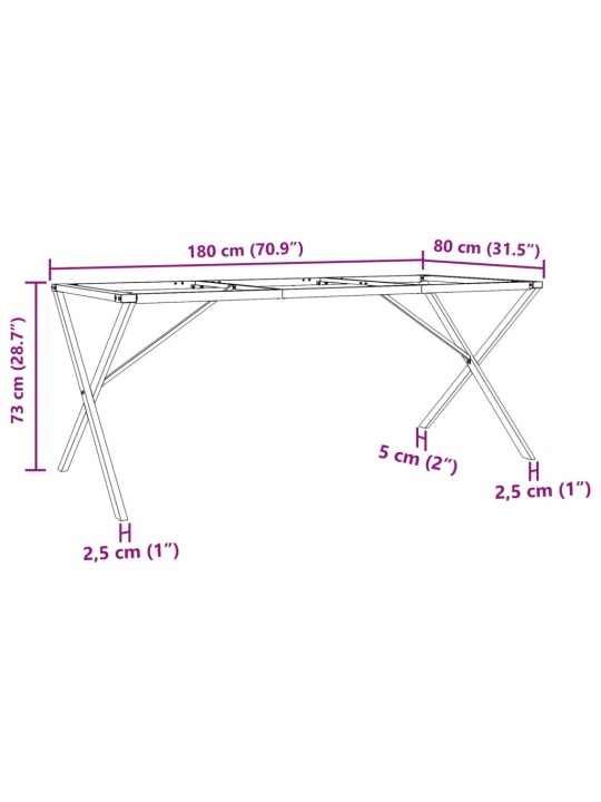 Ruokapöydän jalat X-muoto 180x80x73 cm valurauta