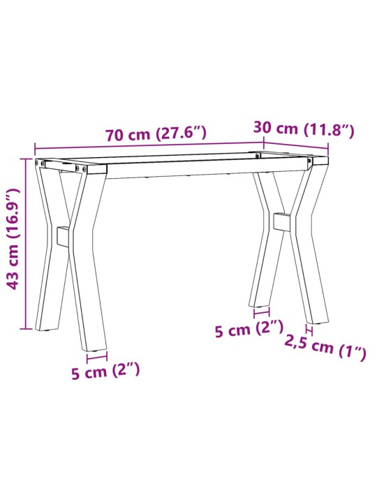 Sohvapöydän jalat Y-muoto 70x30x43 cm valurauta