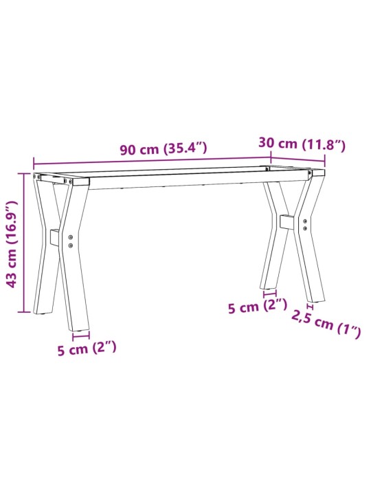 Sohvapöydän jalat Y-muoto 90x30x43 cm valurauta