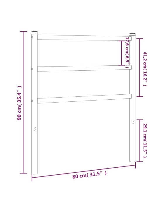 Metallinen sängynpääty musta 75 cm