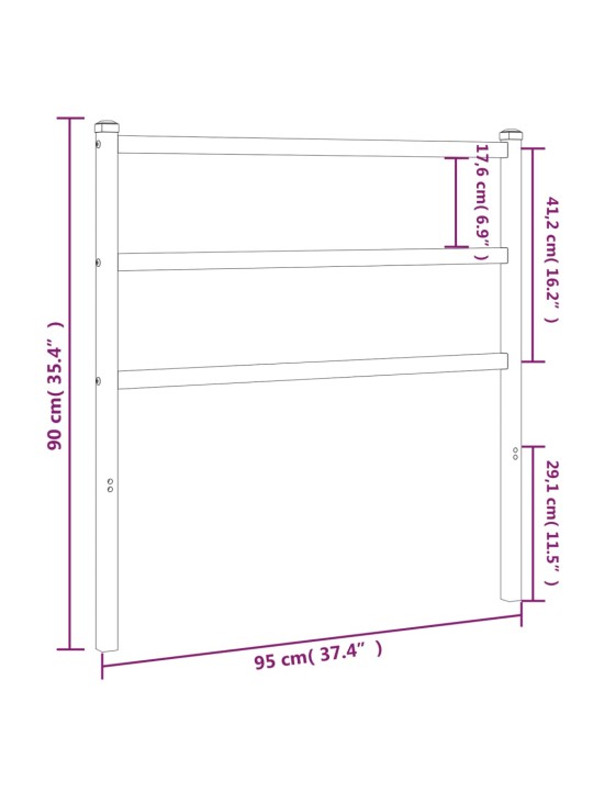 Metallinen sängynpääty musta 90 cm