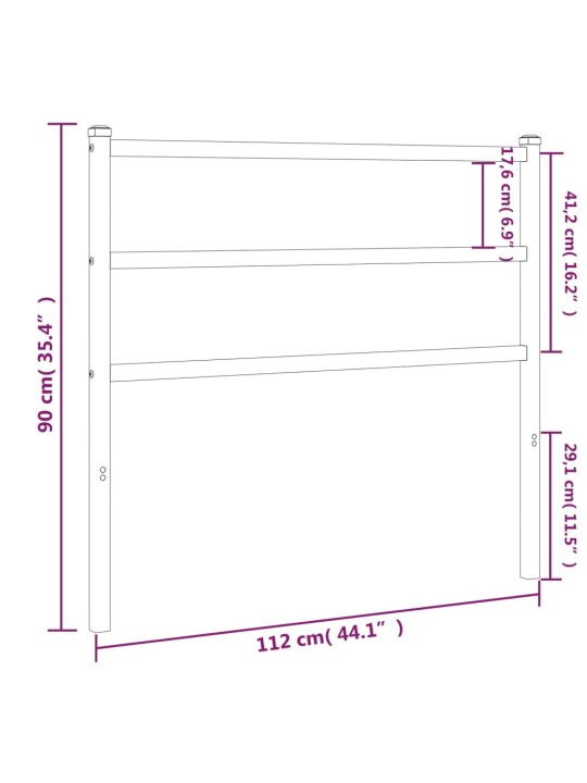 Metallinen sängynpääty musta 107 cm