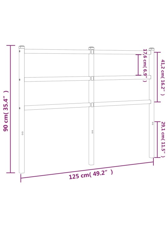 Metallinen sängynpääty musta 120 cm