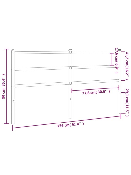 Metallinen sängynpääty musta 150 cm