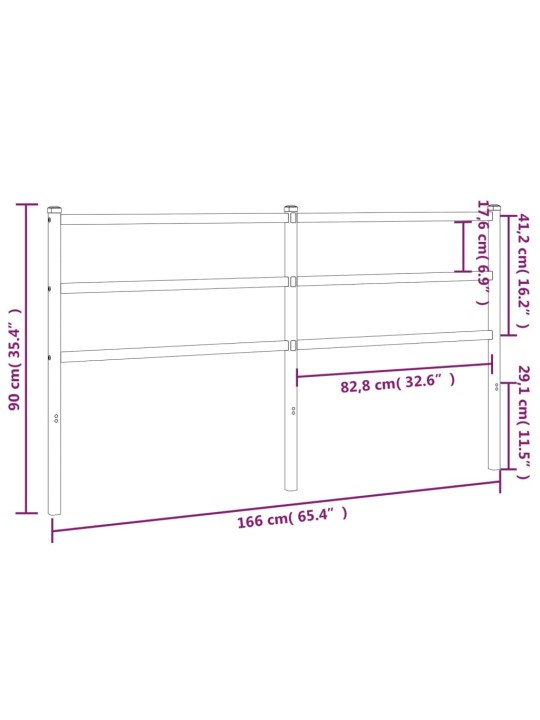 Metallinen sängynpääty musta 160 cm