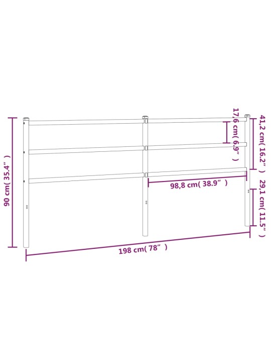 Metallinen sängynpääty musta 193 cm