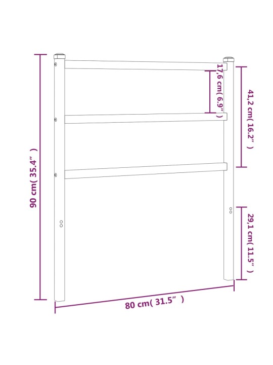 Metallinen sängynpääty valkoinen 75 cm