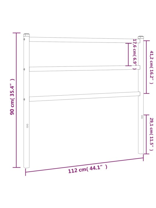 Metallinen sängynpääty valkoinen 107 cm