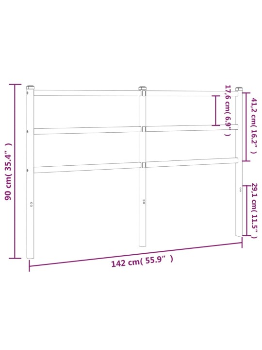 Metallinen sängynpääty valkoinen 135 cm