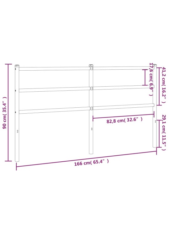 Metallinen sängynpääty valkoinen 160 cm