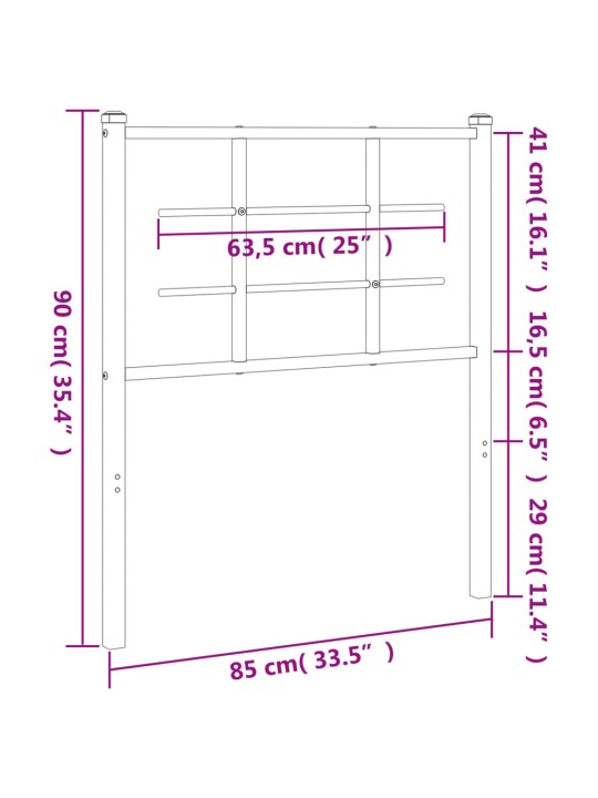 Metallinen sängynpääty musta 80 cm