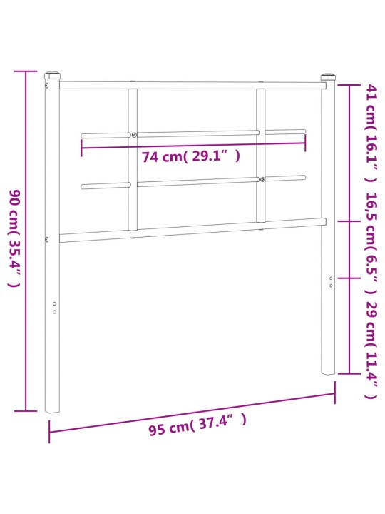 Metallinen sängynpääty musta 90 cm