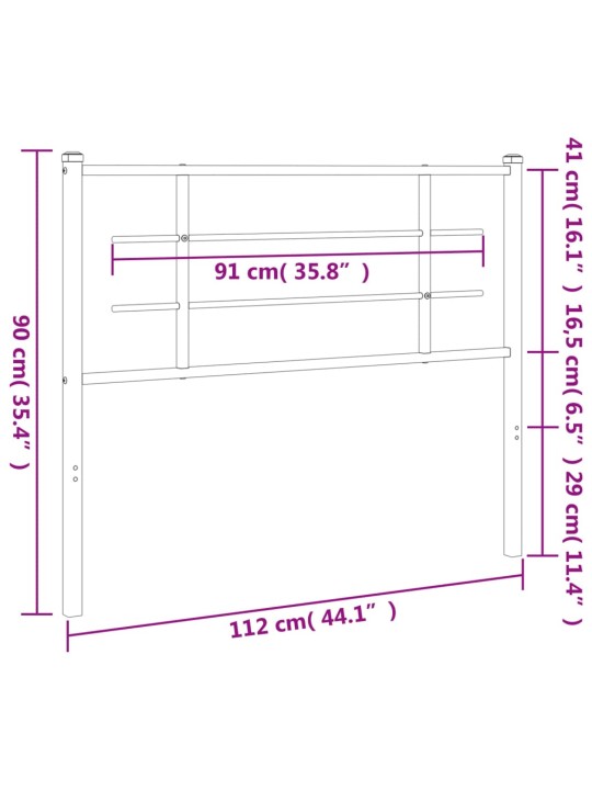 Metallinen sängynpääty musta 107 cm