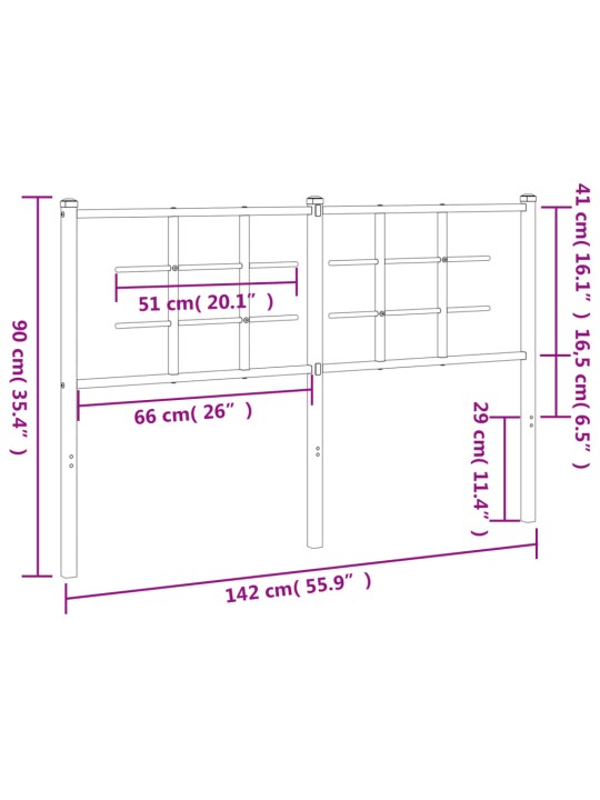 Metallinen sängynpääty musta 135 cm