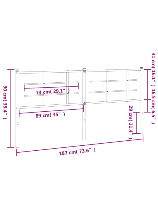 Metallinen sängynpääty musta 180 cm