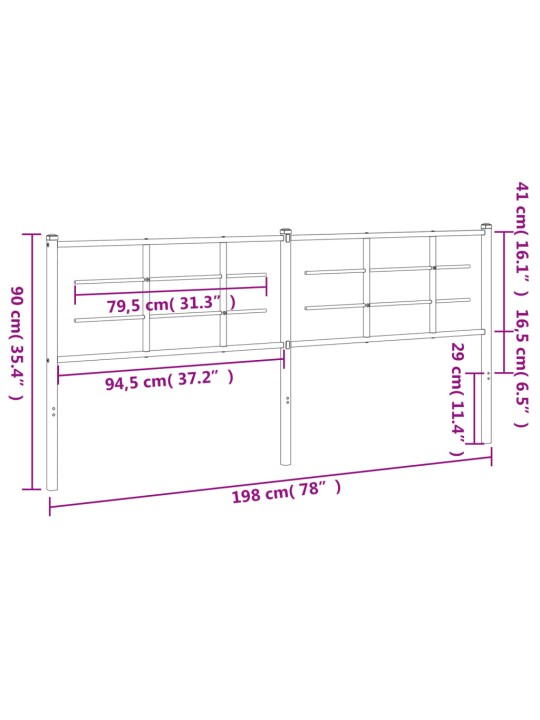 Metallinen sängynpääty musta 193 cm