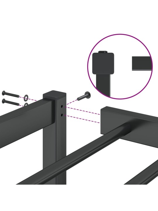 Metallinen sängynrunko musta 193x203 cm