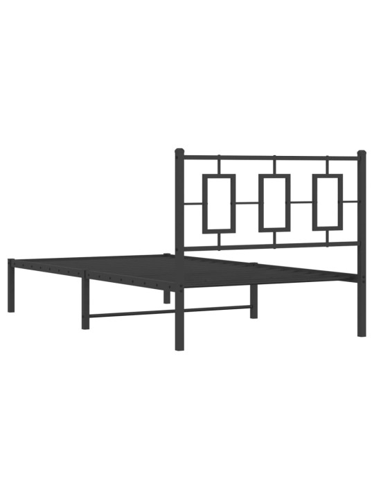 Metallinen sängynrunko päädyllä musta 100x200 cm