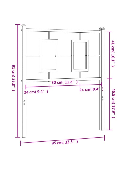 Metallinen sängynpääty musta 80 cm