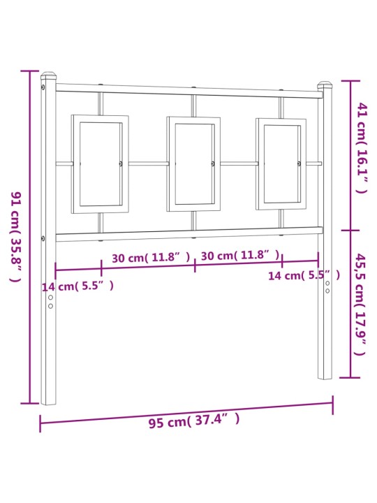 Metallinen sängynpääty musta 90 cm